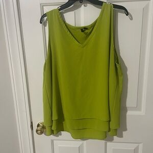 Lime green tank top crepe layered